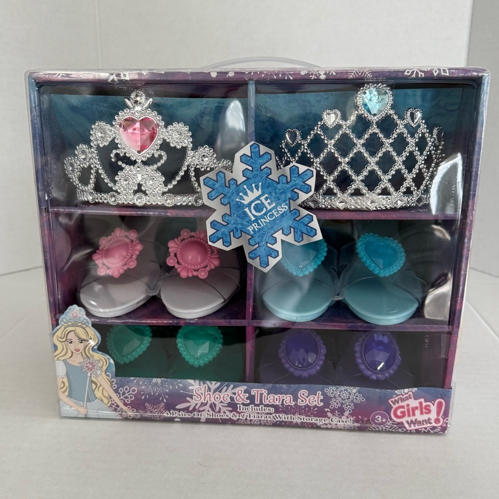 Princess Dress-Up Set Crowns and Shoes Girl Pretend Play 3 Years and Up